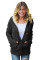 Black Fur Hood Horn Button Sweater Cardigan