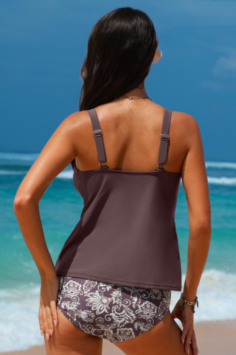 Aleumdr Womens Tankini Swimsuits Tummy Control Two Piece Bathing Suit Tie Knot V Neck Swim Top with Bottom