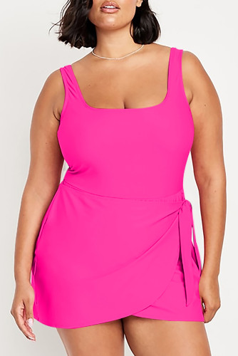 Aleumdr Women's Plus Size Swimsuit One Piece Swim Dress Modest Full Coverage Tummy Control Bathing Suit with Skirt