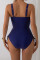 Aleumdr Women's One Piece Swimsuit Ruffle Slimming Tummy Control Bathing Suits Cutout V Neck High Cut Swimwear