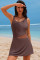 Aleumdr Women's One Piece Swim Dress Tummy Control Swimsuits Modest Full Coverage Mesh Bathing Suits with Skirt