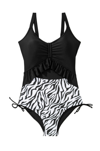 Aleumdr Women's One Piece Swimsuit Ruffle Slimming Tummy Control Bathing Suits Cutout V Neck High Cut Swimwear