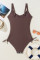 Aleumdr Women's One Piece Swimsuit Ruffle Slimming Tummy Control Bathing Suits Cutout V Neck High Cut Swimwear
