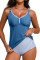 Aleumdr Tankini Swimsuits for Women 2 Piece Tummy Control Bathing Suit V Neck Tankini Top with High Waisted Bottom