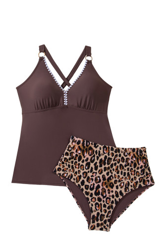 Aleumdr Tankini Swimsuits for Women 2 Piece Tummy Control Bathing Suit V Neck Tankini Top with High Waisted Bottom