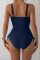 Aleumdr Women's One Piece Swimsuit Ruffle Slimming Tummy Control Bathing Suits Cutout V Neck High Cut Swimwear