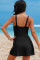 Aleumdr Women's One Piece Swim Dress Tummy Control Swimsuits Modest Full Coverage Mesh Bathing Suits with Skirt