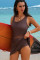 Aleumdr Women's One Piece Swim Dress Tummy Control Swimsuits Modest Full Coverage Mesh Bathing Suits with Skirt
