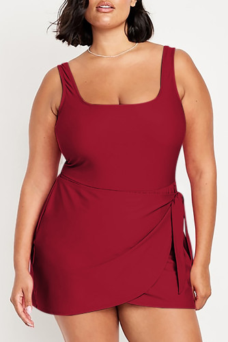 Aleumdr Women's Plus Size Swimsuit One Piece Swim Dress Modest Full Coverage Tummy Control Bathing Suit with Skirt