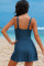 Aleumdr Women's One Piece Swim Dress Tummy Control Swimsuits Modest Full Coverage Mesh Bathing Suits with Skirt