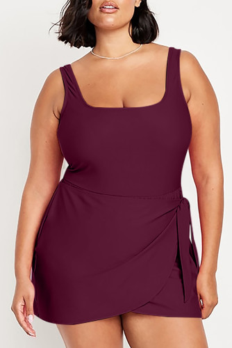 Aleumdr Women's Plus Size Swimsuit One Piece Swim Dress Modest Full Coverage Tummy Control Bathing Suit with Skirt