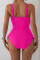 Aleumdr Women's One Piece Swimsuit Ruffle Slimming Tummy Control Bathing Suits Cutout V Neck High Cut Swimwear