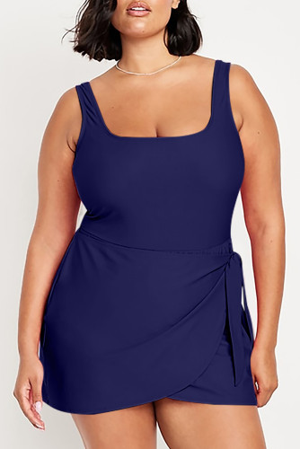 Aleumdr Women's Plus Size Swimsuit One Piece Swim Dress Modest Full Coverage Tummy Control Bathing Suit with Skirt