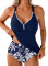 Aleumdr Tankini Swimsuits for Women 2 Piece Tummy Control Bathing Suit V Neck Tankini Top with High Waisted Bottom