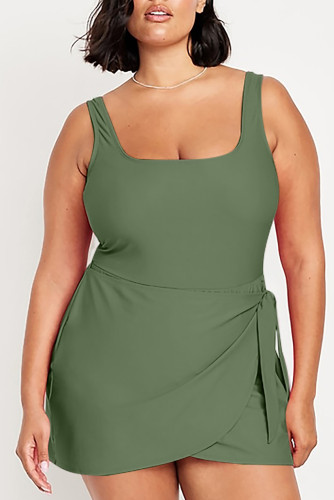 Aleumdr Women's Plus Size Swimsuit One Piece Swim Dress Modest Full Coverage Tummy Control Bathing Suit with Skirt