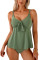 Aleumdr Women's Tankini Swimsuits Tummy Control Two Piece Bathing Suit V Neck Tie Front Flowy Swim Top with Bottom