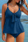 Aleumdr Women's Tankini Swimsuits Tummy Control Two Piece Bathing Suit V Neck Tie Front Flowy Swim Top with Bottom