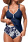 Aleumdr Tankini Swimsuits for Women 2 Piece Tummy Control Bathing Suit V Neck Tankini Top with High Waisted Bottom