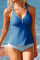 Aleumdr Tankini Swimsuits for Women 2 Piece Tummy Control Bathing Suit V Neck Tankini Top with High Waisted Bottom