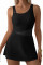 Aleumdr Women's One Piece Swim Dress Tummy Control Swimsuits Modest Full Coverage Mesh Bathing Suits with Skirt
