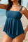 Aleumdr Tankini Swimsuits for Women Modest Two Piece Bathing Suit Square Neck Swim Top with High Waisted Bottom