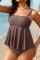 Aleumdr Tankini Swimsuits for Women Modest Two Piece Bathing Suit Square Neck Swim Top with High Waisted Bottom