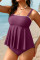 Aleumdr Tankini Swimsuits for Women Modest Two Piece Bathing Suit Square Neck Swim Top with High Waisted Bottom
