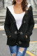 Black Fur Hood Horn Button Sweater Cardigan