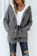 Gray Fur Hood Horn Button Sweater Cardigan
