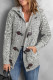 Heather Gray Fur Hood Horn Button Sweater Cardigan