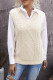 Beige Sleeveless Cable Knitted Sweater Tank