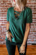 Green Criss Cross V Neck Short Sleeve Knit T-shirt