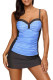 Blue Grey Ruched Tankini and Skirted Swimsuit
