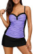 Purple Black Ruched Tankini and Skirted Swimsuit