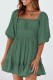 Green Bow Knot Square Neck Ruffled High Waist Mini Dress