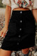 Black Buttons Front Corduroy Mini Skirt