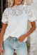 White High Neck Lace Short Sleeve Top
