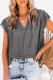Red/Pink/Gray/Brown Tiered Ruffled Drawstring V Neck Top