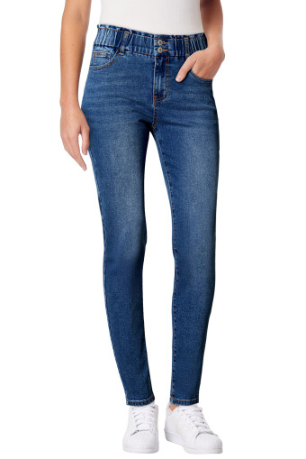 Ashleigh Blue Essnce Ripped Frayed Hem Bleach Wash Paperbag Waist Skinny Jeans