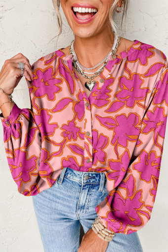 Pink Caught Up In Love Button Front Top