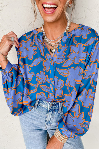 Blue Caught Up In Love Button Front Top