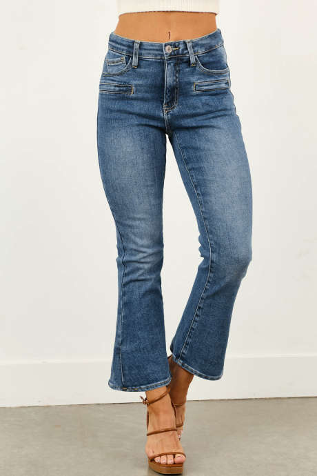 Blue Sapphire  Medium Wash Tummy Control Slim Bootcut Jeans