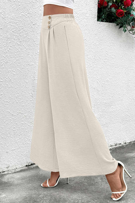 Jet Stream Women's Solid Color Pleated Wide Leg Loose Casual Pants