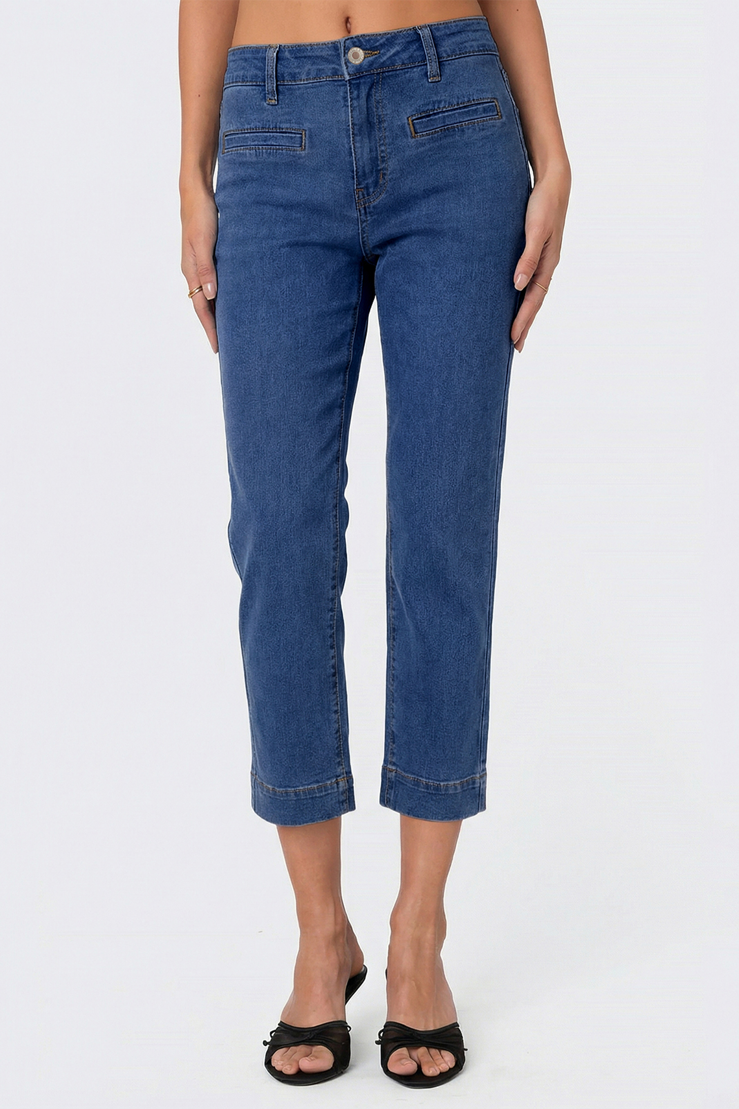 Dark Blue Skinny Cropped Jeans