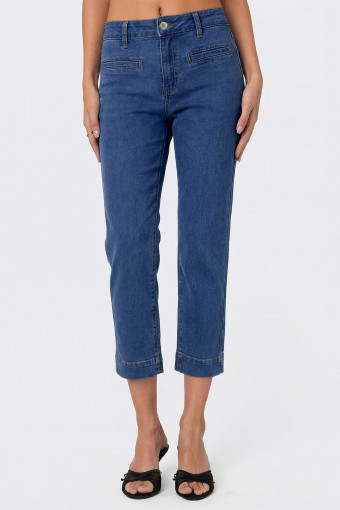 Dark Blue Skinny Cropped Jeans
