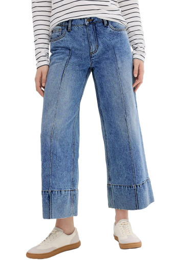 Blue Jean large cropped taille mi-haute