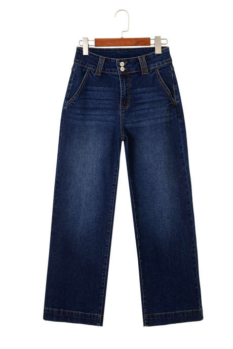 Dirty blue Double Button Zip Fly Straight Leg Jeans