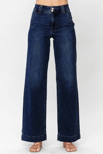 Dirty blue Double Button Zip Fly Straight Leg Jeans