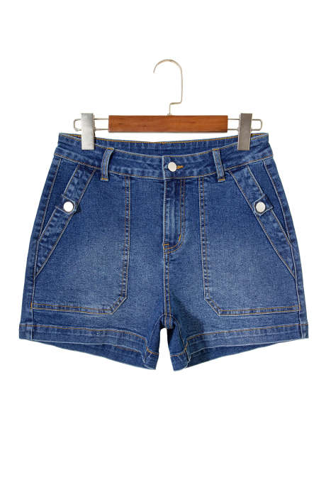 Sky Blue PENNY PATCH POCKET DENIM SHORTS