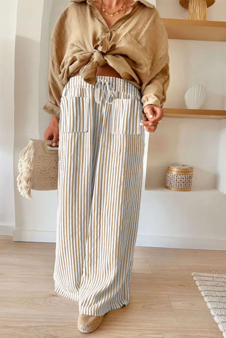 Apricot Stripe Plus size pant